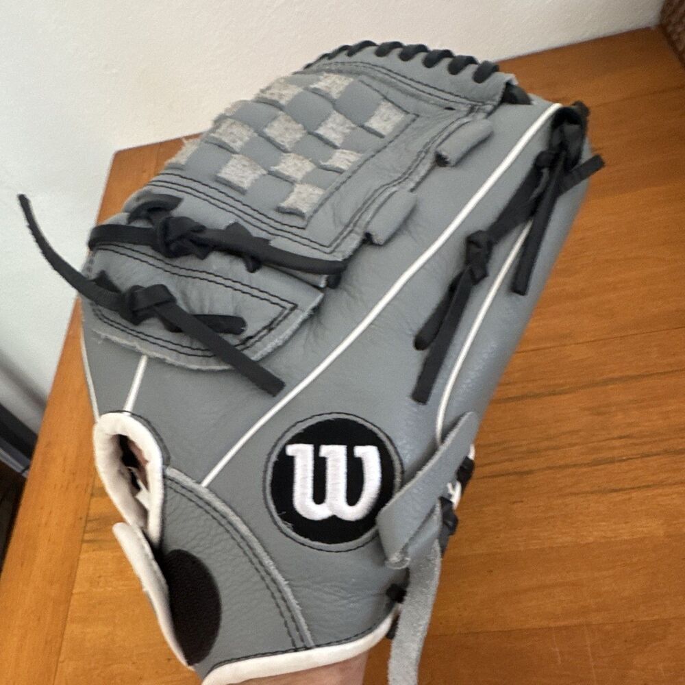 Wilson A500 Siren 12" Fastpitch Softball Glove LHT Left Hand Throw Gray White